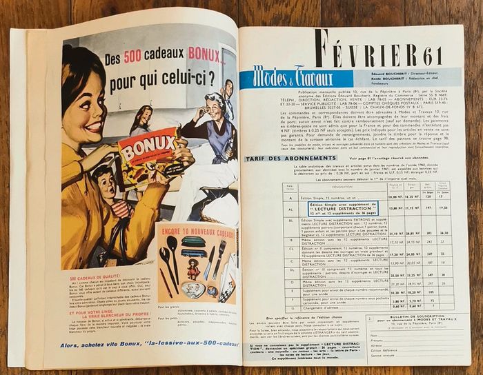 Ancien magazine 1961 Modes et travaux avec 2 patrons + supplément n°722 vintage - photo numéro 6