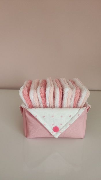 Panier avec ses 8 lingettes réutilisables fait main 