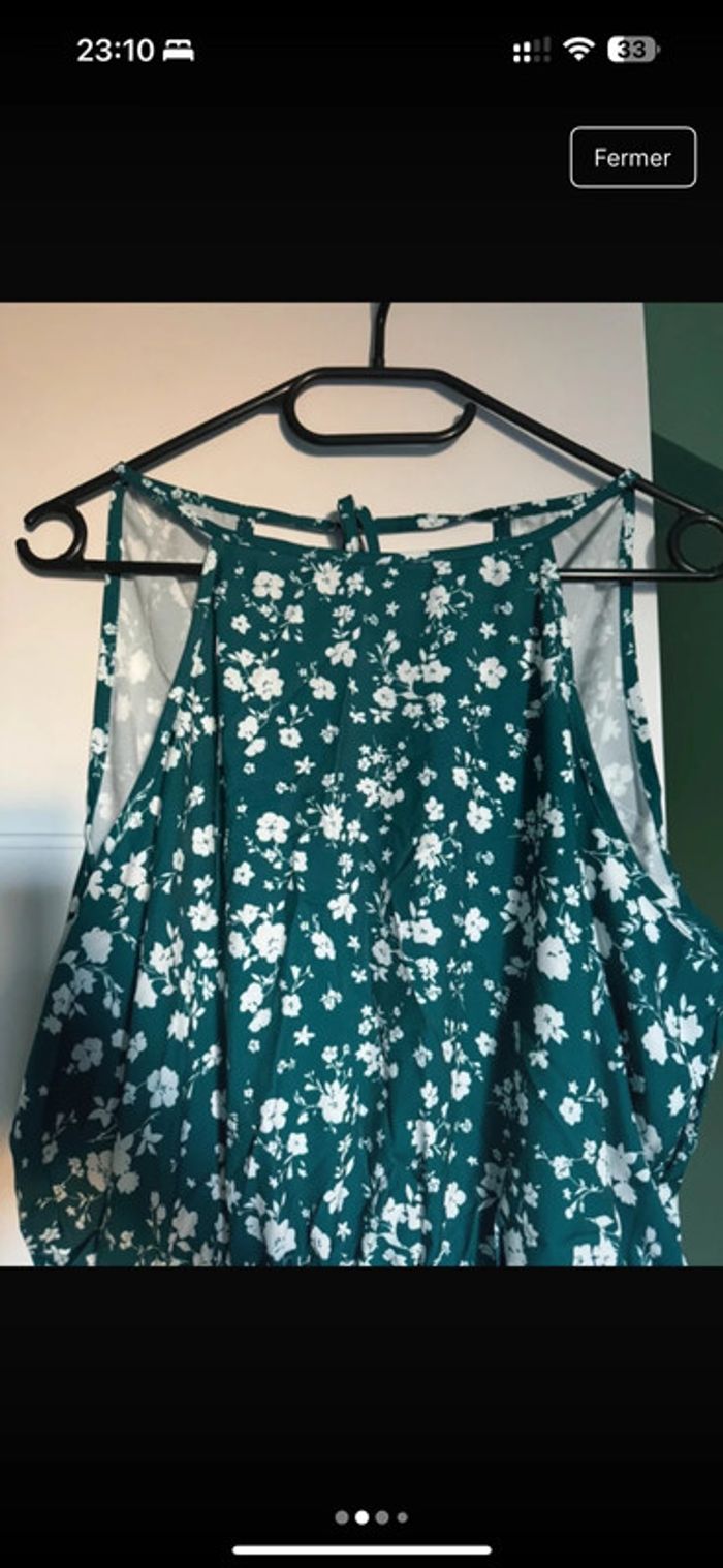 Combi short verte et blanche fleurie - photo numéro 2