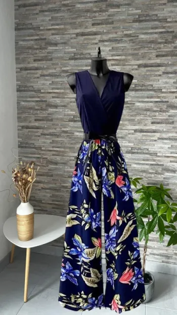 Combi marine à fleurs taille unique