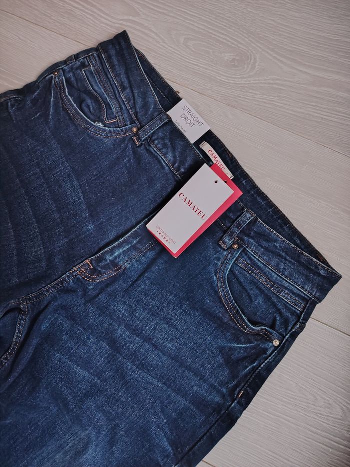 Jean droit bleu foncé taille haute - photo numéro 3