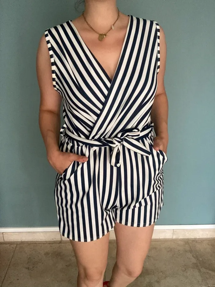 Combi-Short Rayée Noire et Blanche S - photo numéro 2
