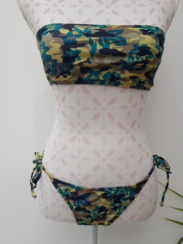 Maillot De Bain Bandeau Camouflage Kaki Vert - photo numéro 3