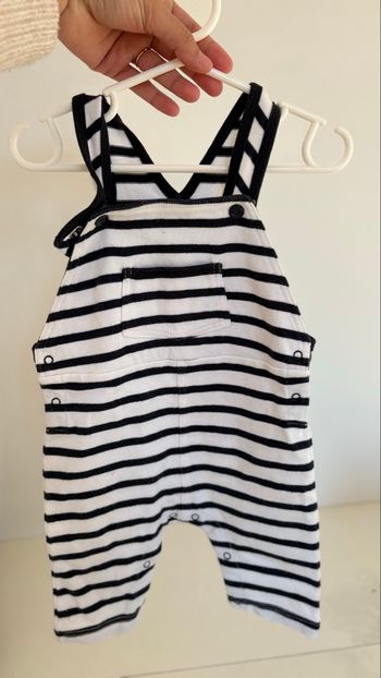 Salopette bébé Petit Bateau rayée bleu marine – 6 mois – très bon état