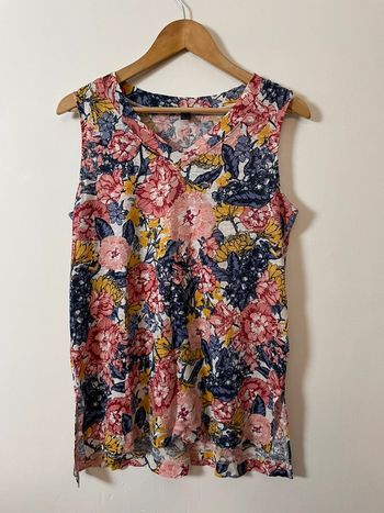 Débardeur fleuri – Femme – Grande taille 42 – Lin