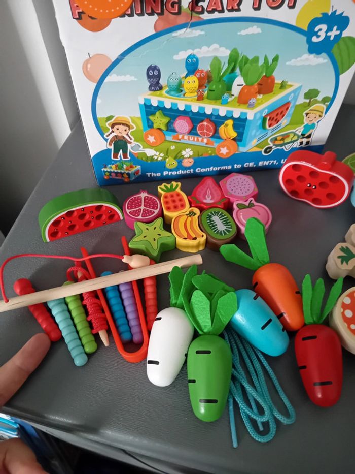 Lot jouets enfant en bois 3 ans mixte tbe - photo numéro 6