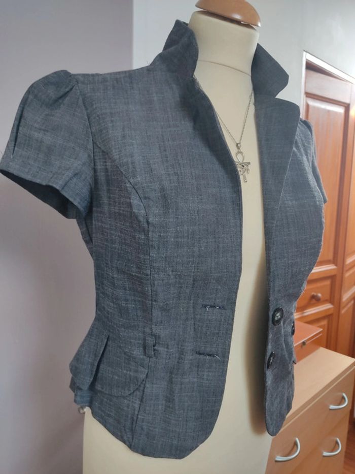 Veste courte grise femme manches courtes Vintage M TBE - photo numéro 6