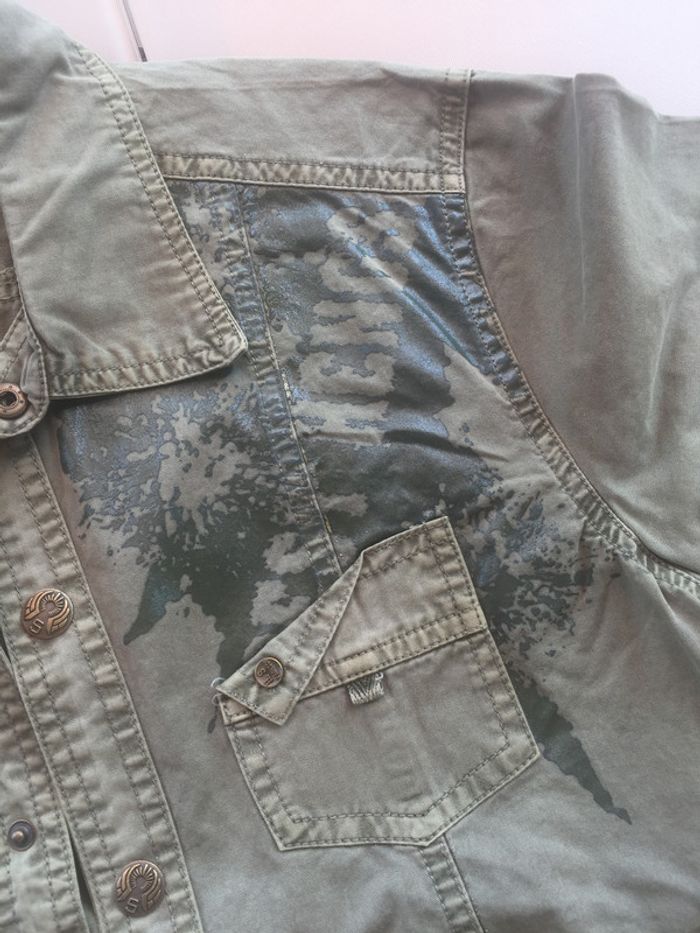 chemise en jean kaki à manches courtes garçon 12 ans - photo numéro 3