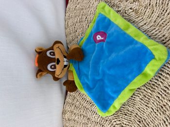 DOUDOU PLAT ÉCUREUIL MARRON BLEU VERT PAPEA PARC