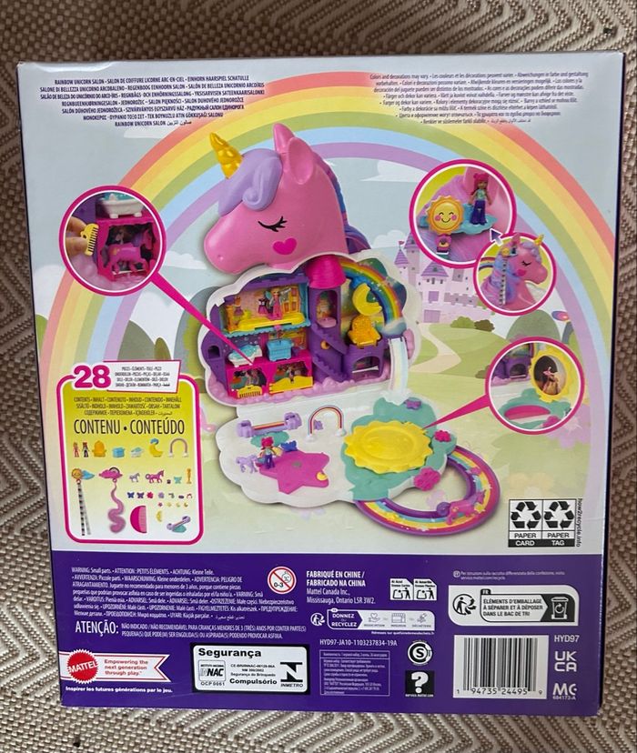 🦄 Polly Pocket – Salon de Coiffure Licorne Arc-en-Ciel – Neuf 🌈 - photo numéro 2