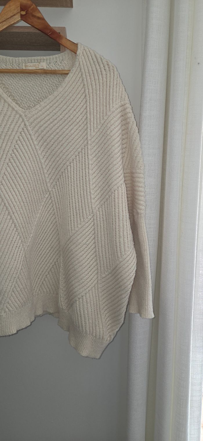 Pull femme oversize creme - photo numéro 2