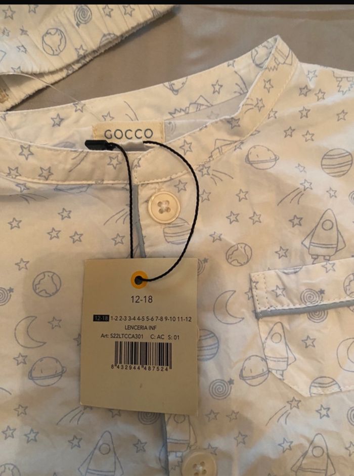 Pyjama 2 pièces gocco taille 12/18 mois blanc neuf - photo numéro 2