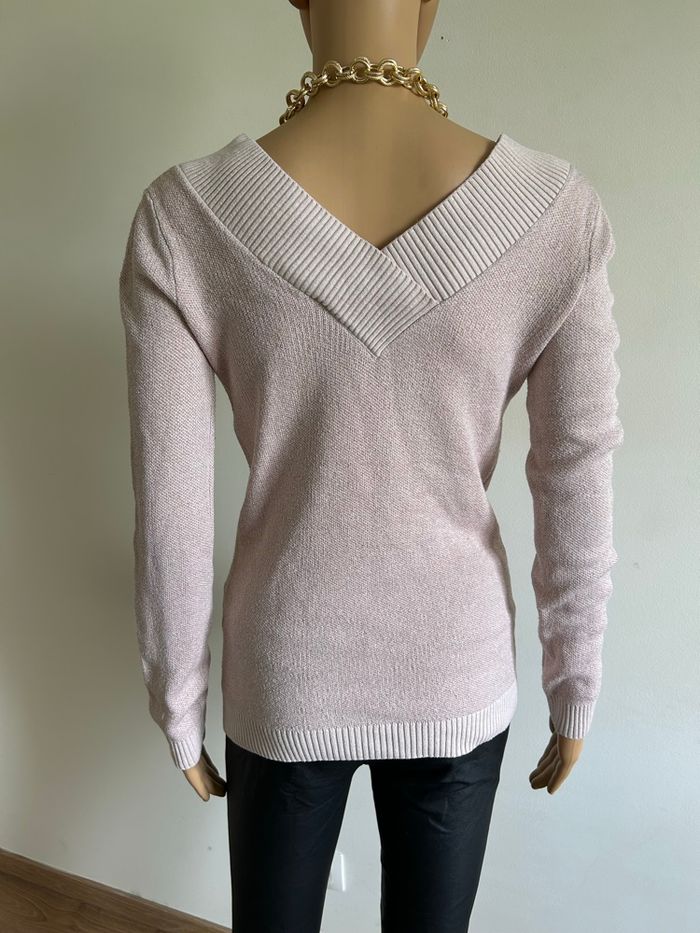 Pull rose pale pailleté à manches longues Morgan taille S TBE - photo numéro 5