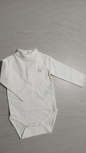 Body manches longues blanc bebe fille 6 mois tartine et chocolat dentelle 
