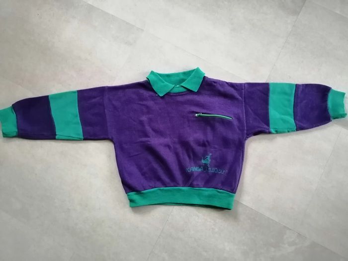 sweat violet et vert 4 ans kanga junior
