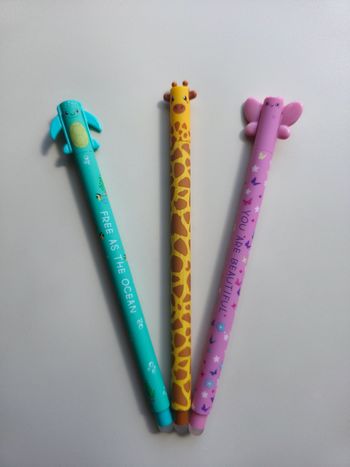 Lot de 3 stylos animaux kawaii type legami