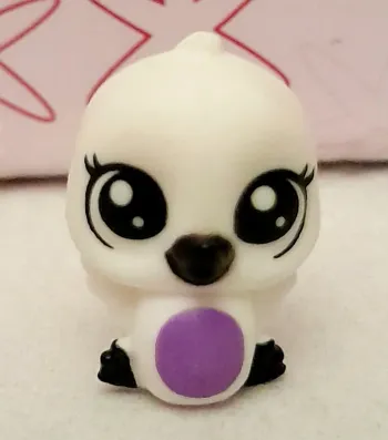 Mini Figurine Littlest Pet Shop Oiseau blanc noir et mauve