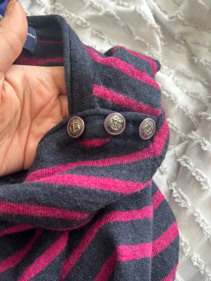 Pull marinière bleu et rouge foncé – Burton of London – Taille S Élégant | Intemporel - photo numéro 5