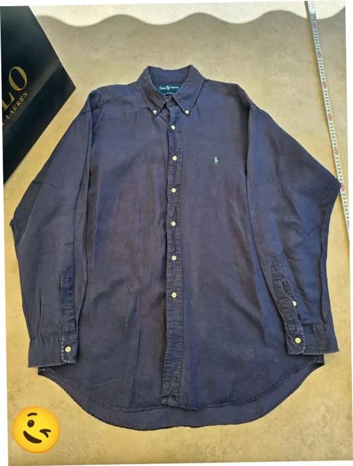 Chemise Ralph Lauren manche longue Taille L bleu noir Homme Men CHE121 - photo numéro 4