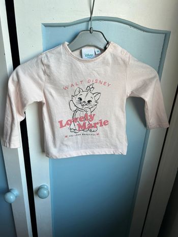 Tee shirt manches longues , Marie, rose , 9 mois
