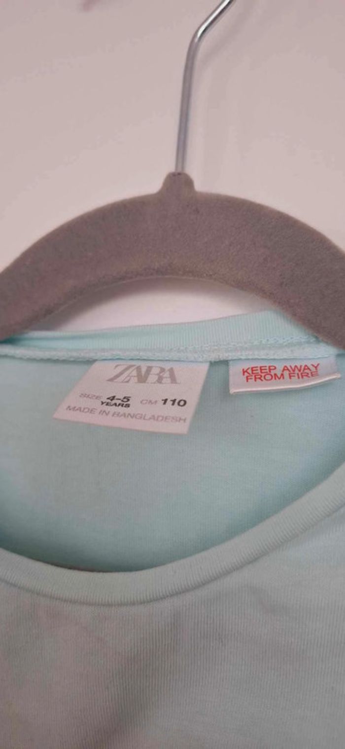 T-shirt "AMORE" bleu menthe - Zara - Taille 5/6 ans - photo numéro 3
