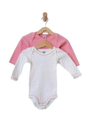 LOT de 2 bodies manches longues blanc/rose - Petit Bateau 12 mois (74cm)
