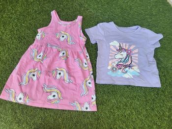 Lot robe et t shirt licorne.