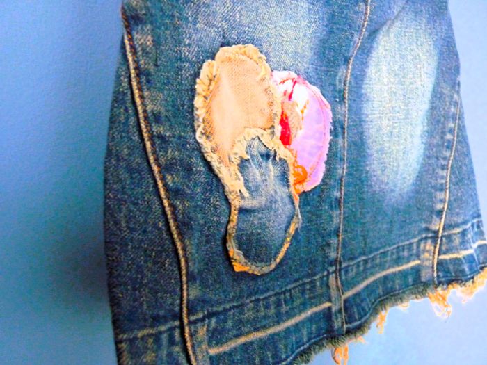 Jupe en jean Fille 4 ans NAF NAF bleu imprimée TBE