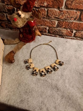 Collier chic strass beige marrons blanc