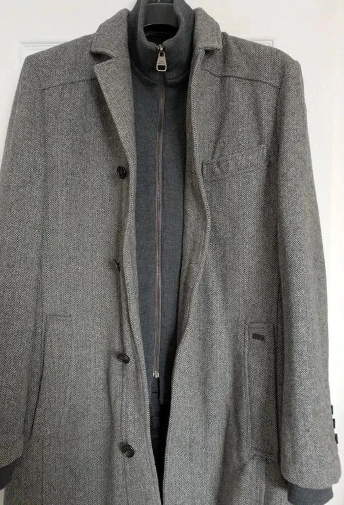 Manteau d'hiver laine à chevrons - Serge Blanco - taille L - photo numéro 3