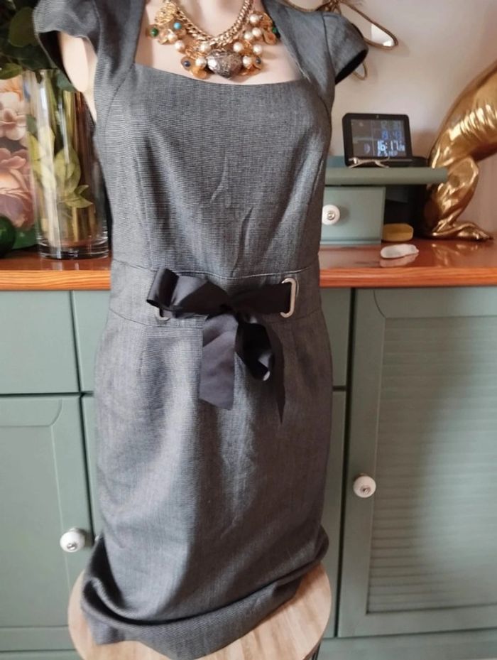 🌹Robe Graphique Vichy & Ruban Satin Caroll T36/38🌹 - photo numéro 2