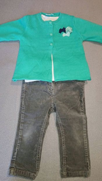 Ensemble pantacourt en velours gris et gilet, 12 mois/1 an