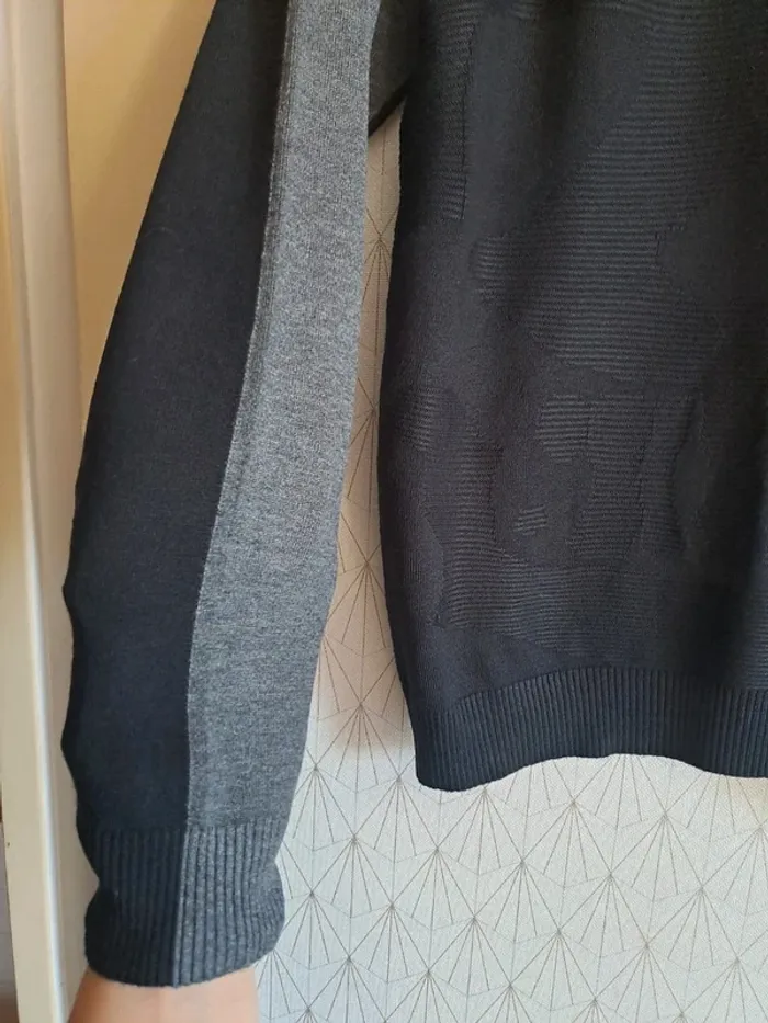 Pull homme comme neuf très doux Rivaldi Black noir et gris L - photo numéro 4