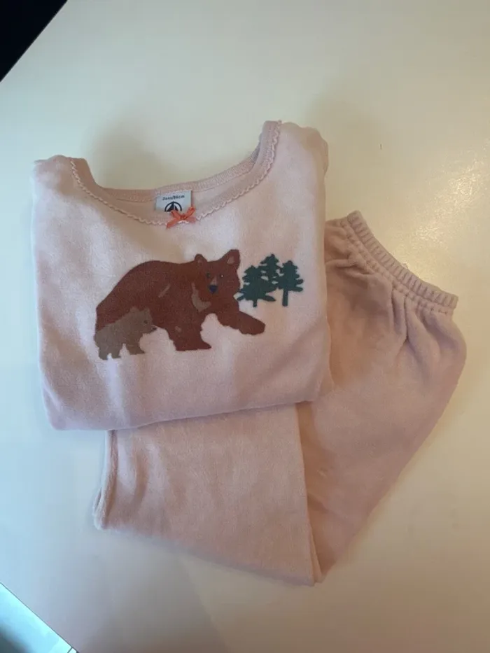 Pyjama velours Petit Bateau 2 ans (86 cm) ours rose - photo numéro 3