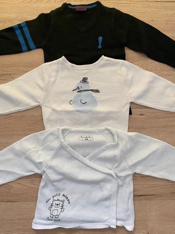 Lot 2 pulls légers et 1 gilet léger 6 mois