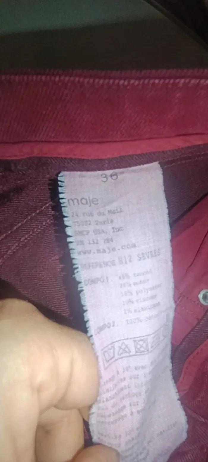 Pantalon bordeaux Maje 36 - photo numéro 2