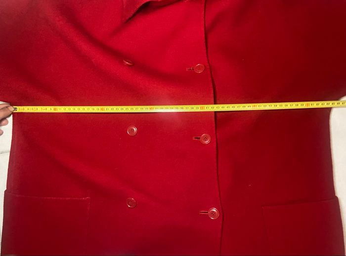 Manteau long »Marimekko »laine rouge - photo numéro 3