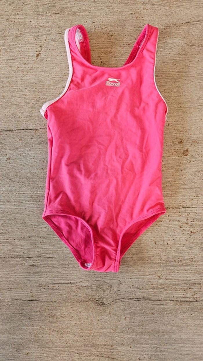 Maillot 1 piéce rose à bord rose clair, Slazenger, 3/4 ans, nickel - photo numéro 2