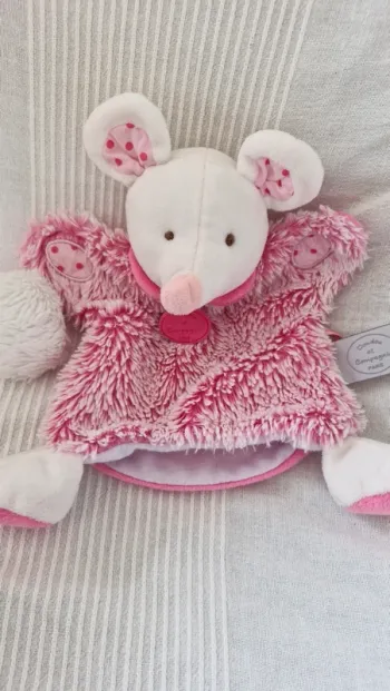 Doudou marionnette souris rose lovely