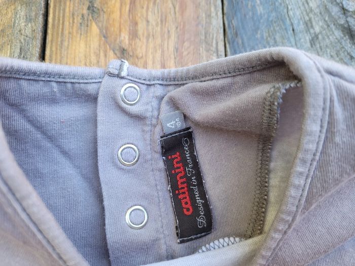 Superbe tee-shirt manches longues Catimini, gris et jaune moutarde, original, 4 ans - photo numéro 3