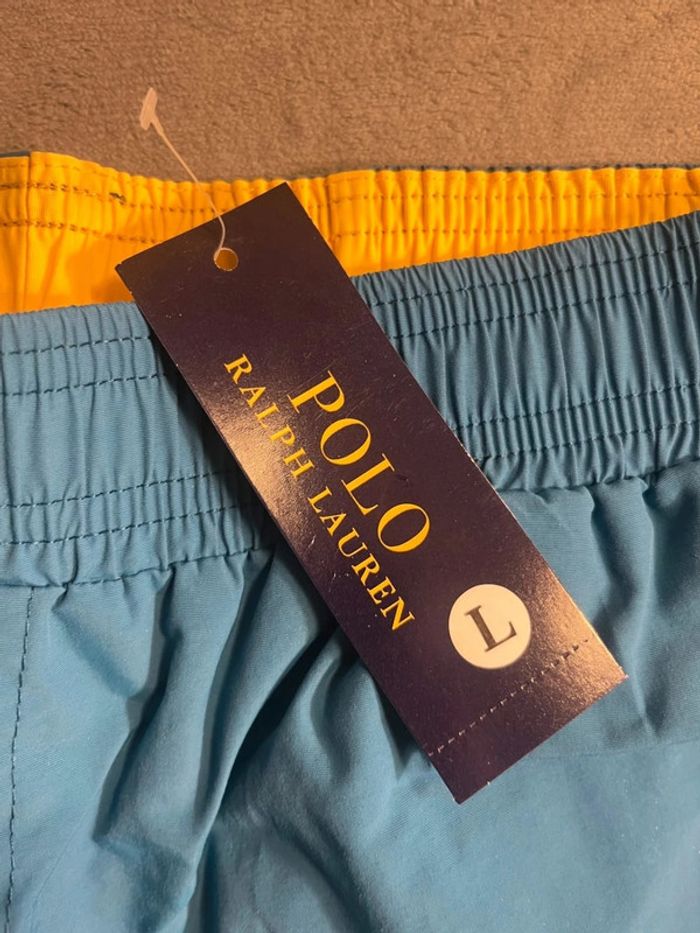 Swim Short Ralph Lauren Navy Blue Logo Embroidered Yellow – Taille L - photo numéro 3
