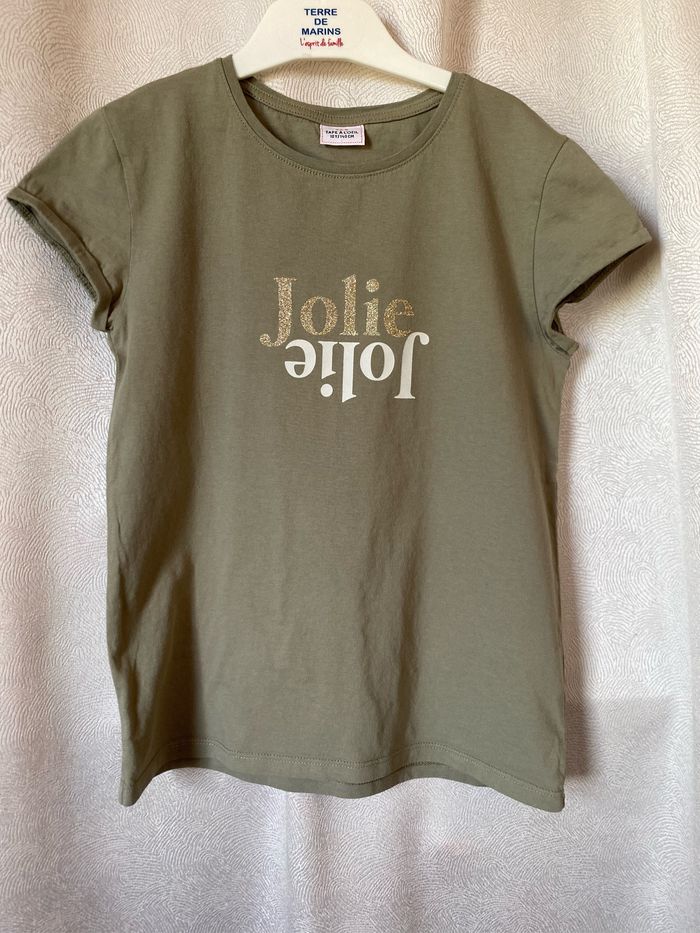 T-shirt kaki jolie paillettes 10 ans Tape à l'œil