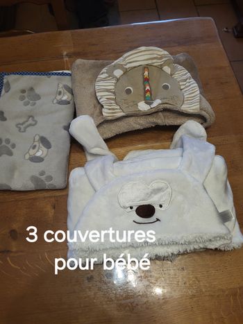 Lot 3 couvertures plaids pour bébé