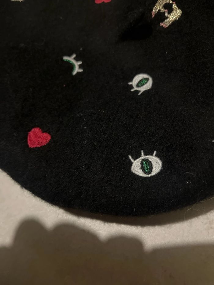 T51 - catimini béret noir et motifs - photo numéro 2