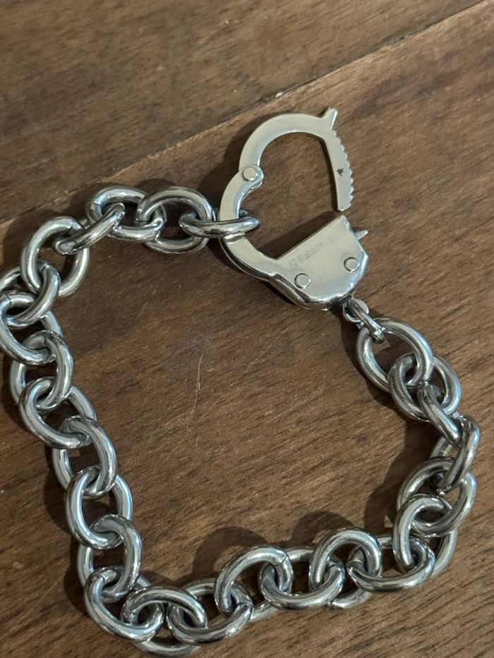Bracelet maillons xl menottes acier inoxydable argent - photo numéro 4