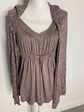 Blouse à fleurs Moka et violette T44/46