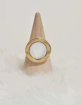 Bague ajustable dorée nacre acier inoxydable