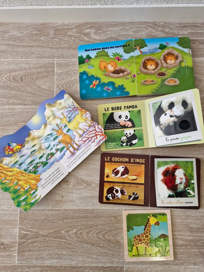 Lot de 4 livres à toucher et puzzle en bois pour bébé 12/24 mois - photo numéro 6