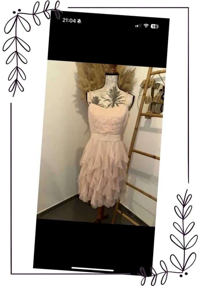 Robe habillée en tulle chic rose poudrée - photo numéro 2