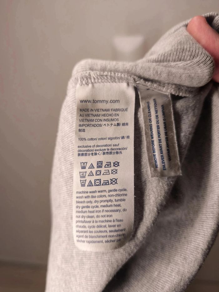 Pull col V Tommy Hilfiger Femme Taille L Gris - photo numéro 8